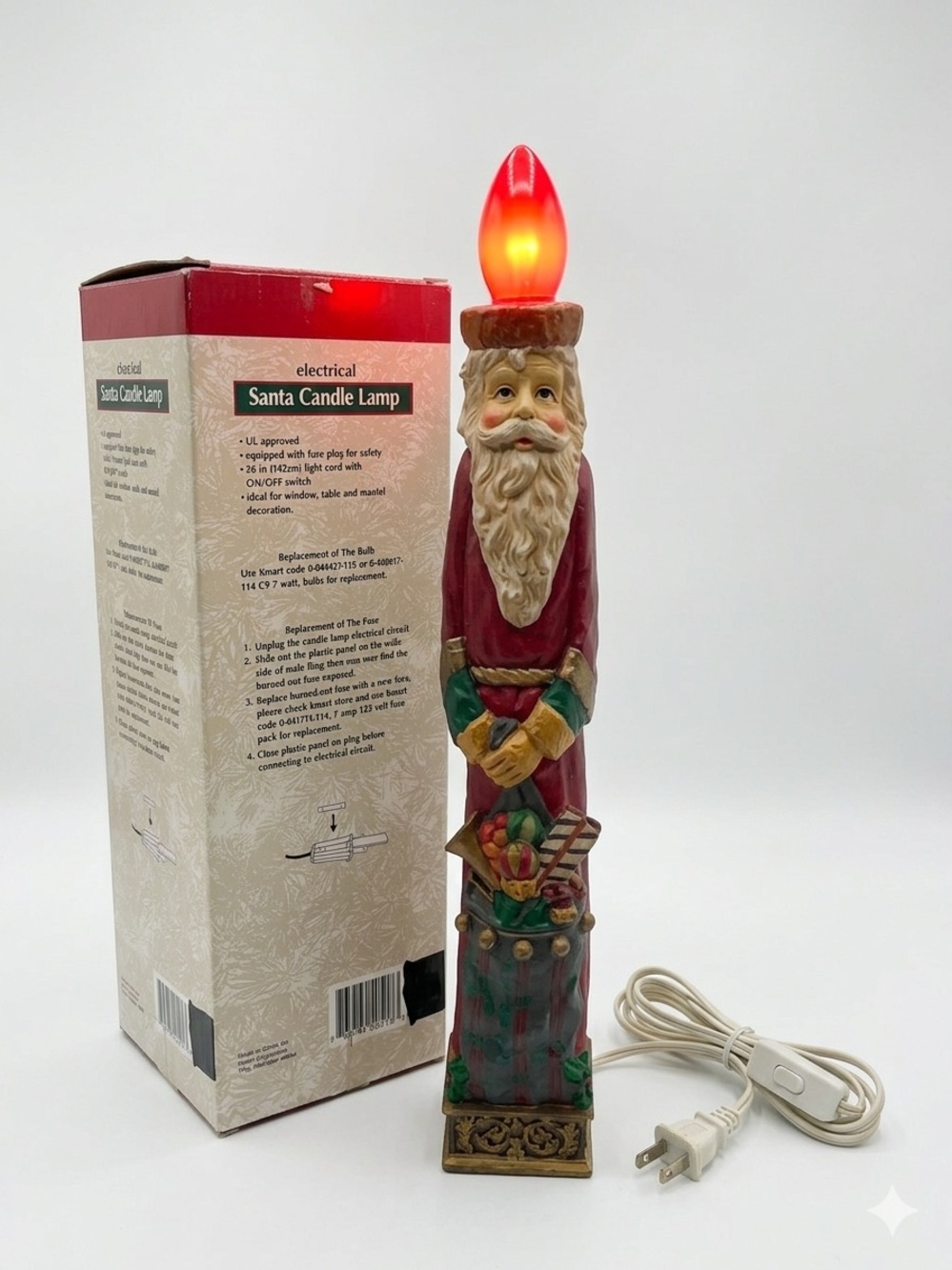 Vintage Trim A Home Santa Candle Lamp Electric Holiday Decor Original Box